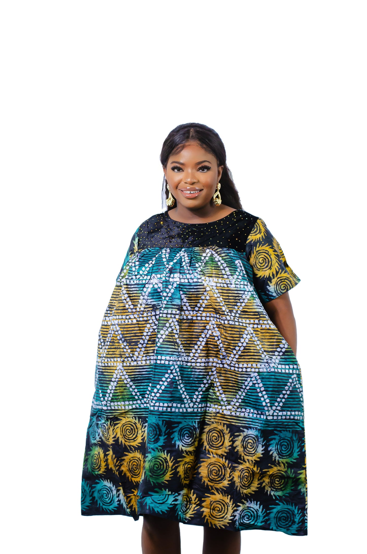 Smooth Visage African Print Tye-Dye short gown for women