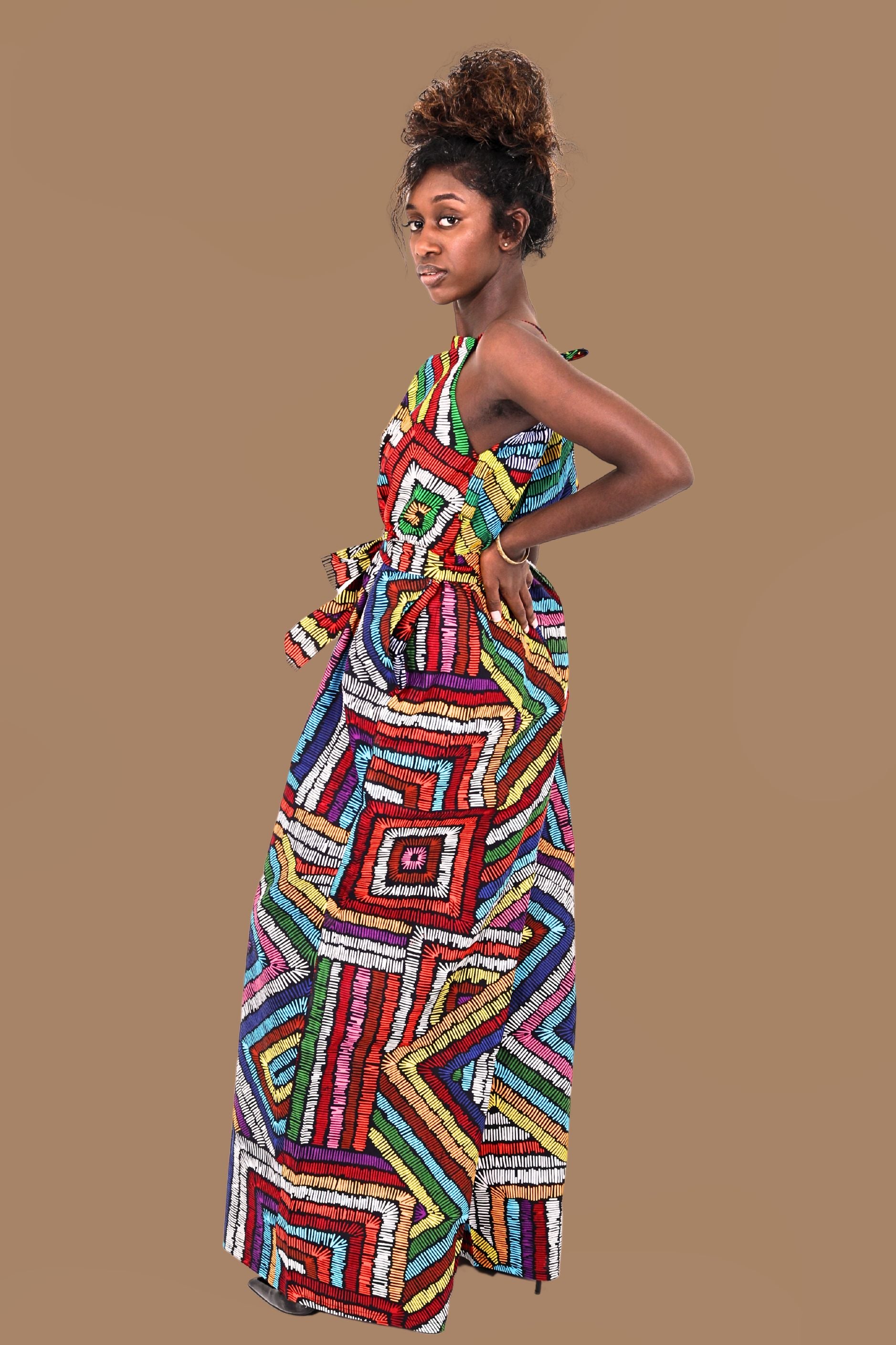 Smooth Visage Red/Yellow/Pink colorful Ankara African Print Jumpsuit for women