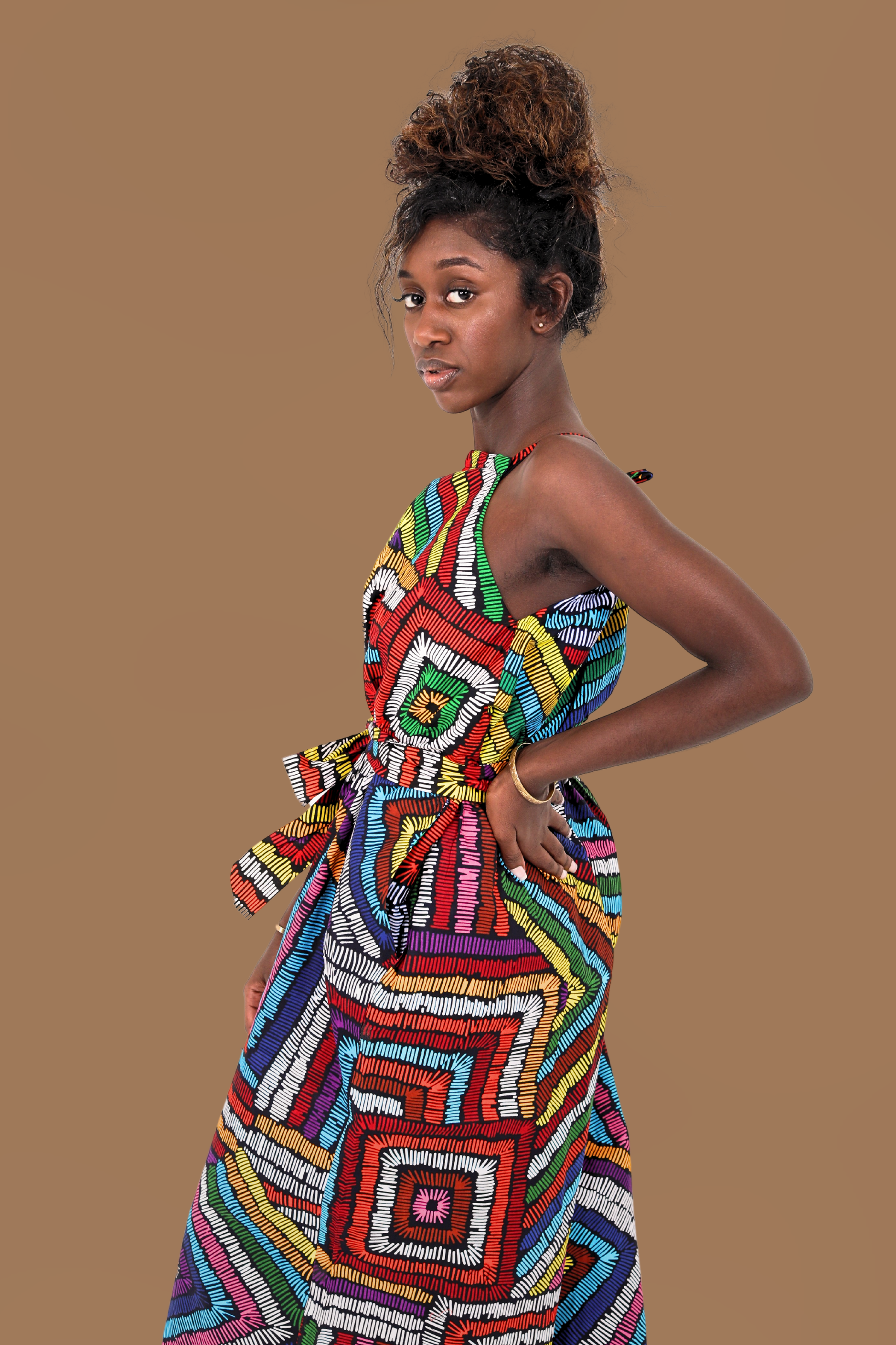 Smooth Visage Red/Yellow/Pink colorful Ankara African Print Jumpsuit for women