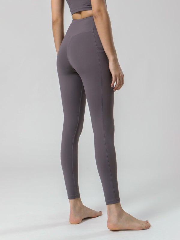 Double Sided Brushed Yoga Ninth Pants High Waist