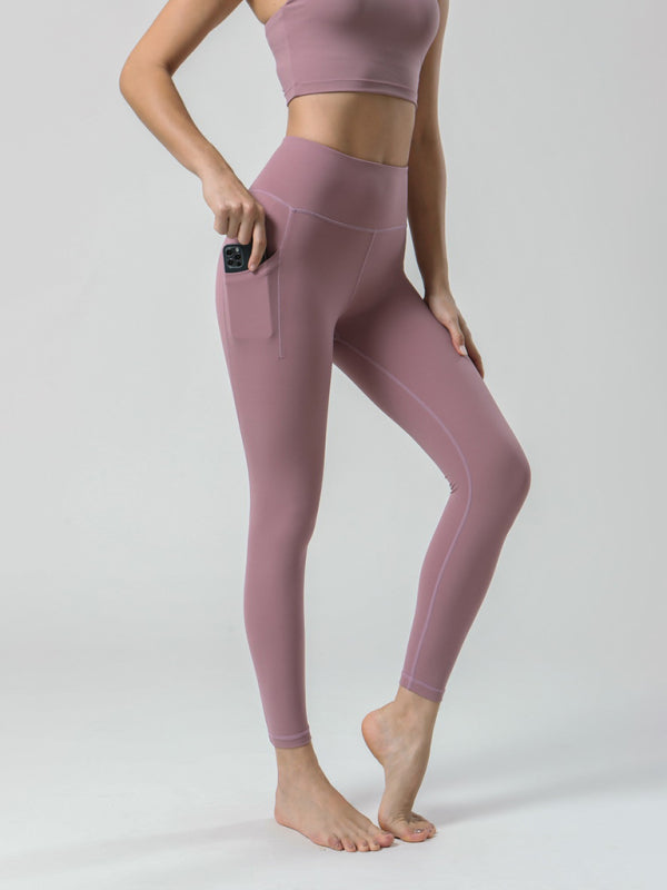 Double Sided Brushed Yoga Ninth Pants High Waist