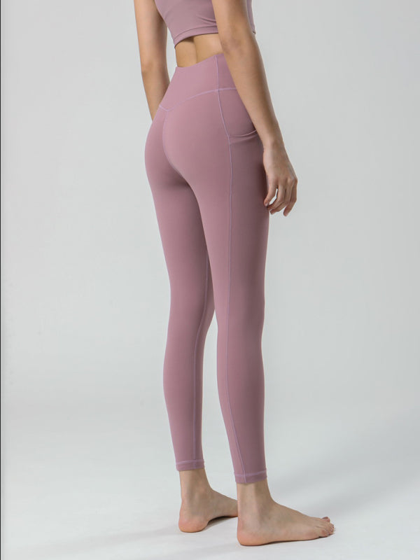 Double Sided Brushed Yoga Ninth Pants High Waist