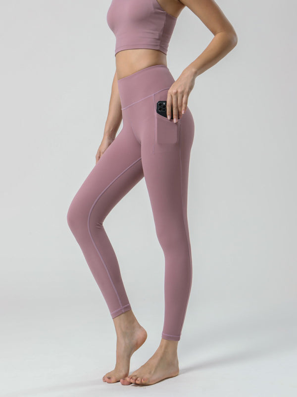 Double Sided Brushed Yoga Ninth Pants High Waist