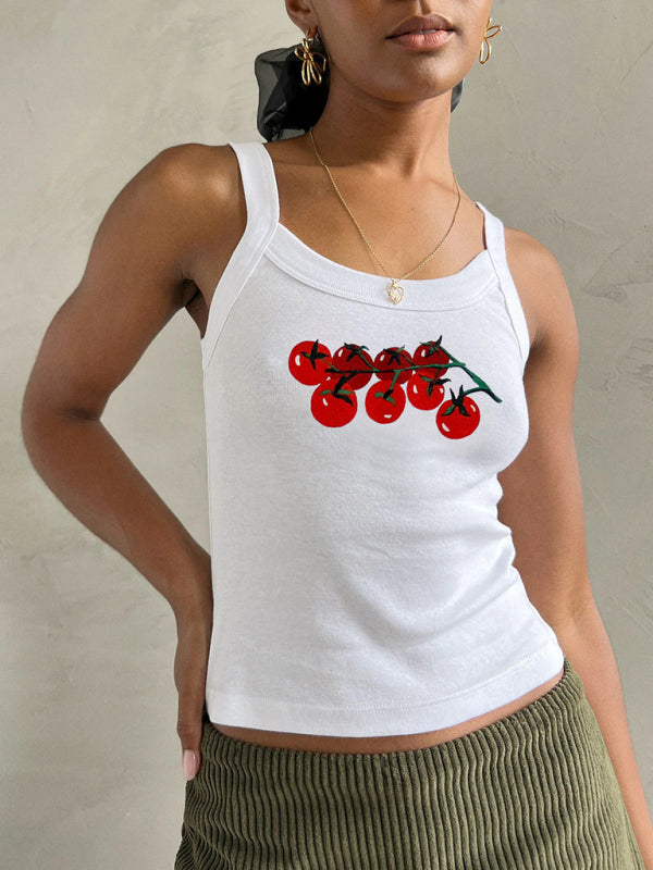 Women's simple printed hot girl camisole vest