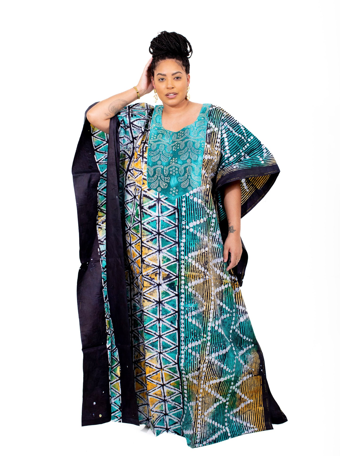 Mogaji African Print Adire Boubou (Bubu) Gown