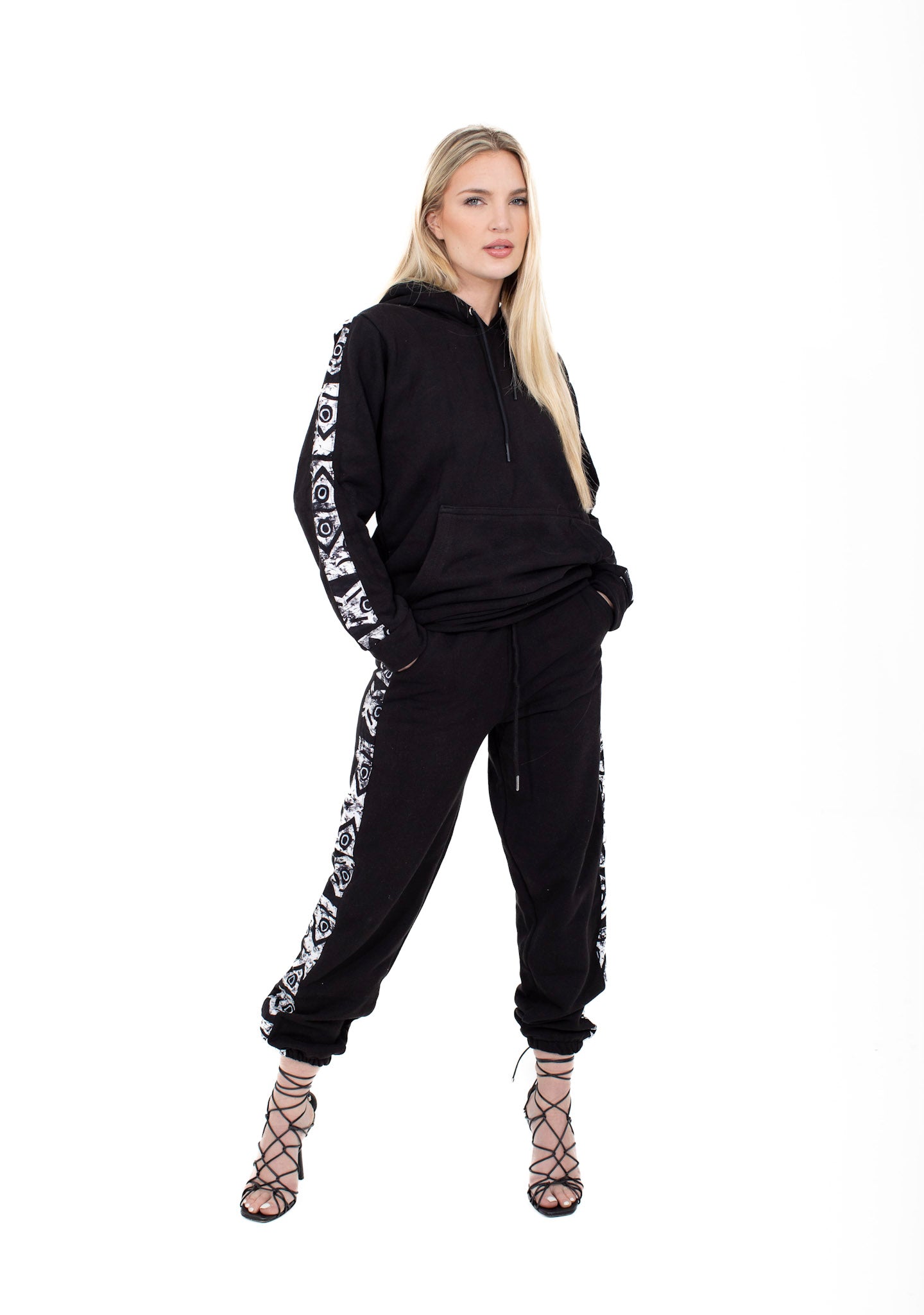 Smooth Visage African Print Design Hoodie Sweatshirt and Pant for Women