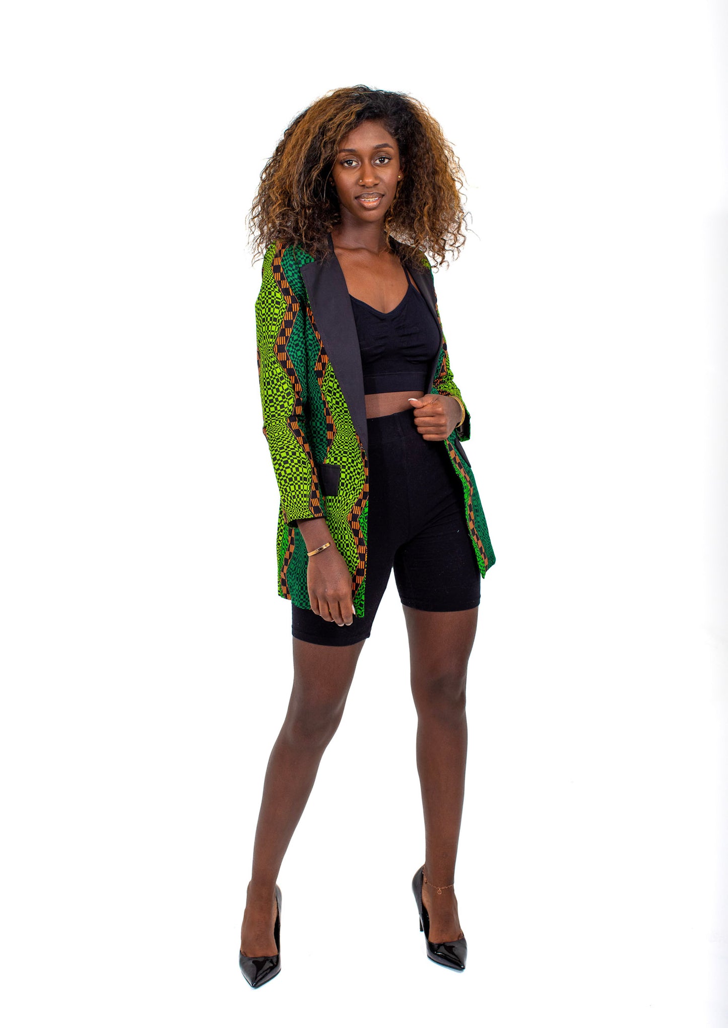 Smooth Visage Green Ankara Blazer for women