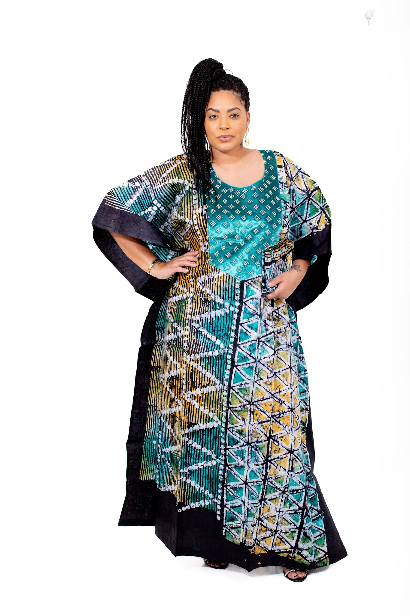 Mogaji African Print Adire Boubou (Bubu) Gown