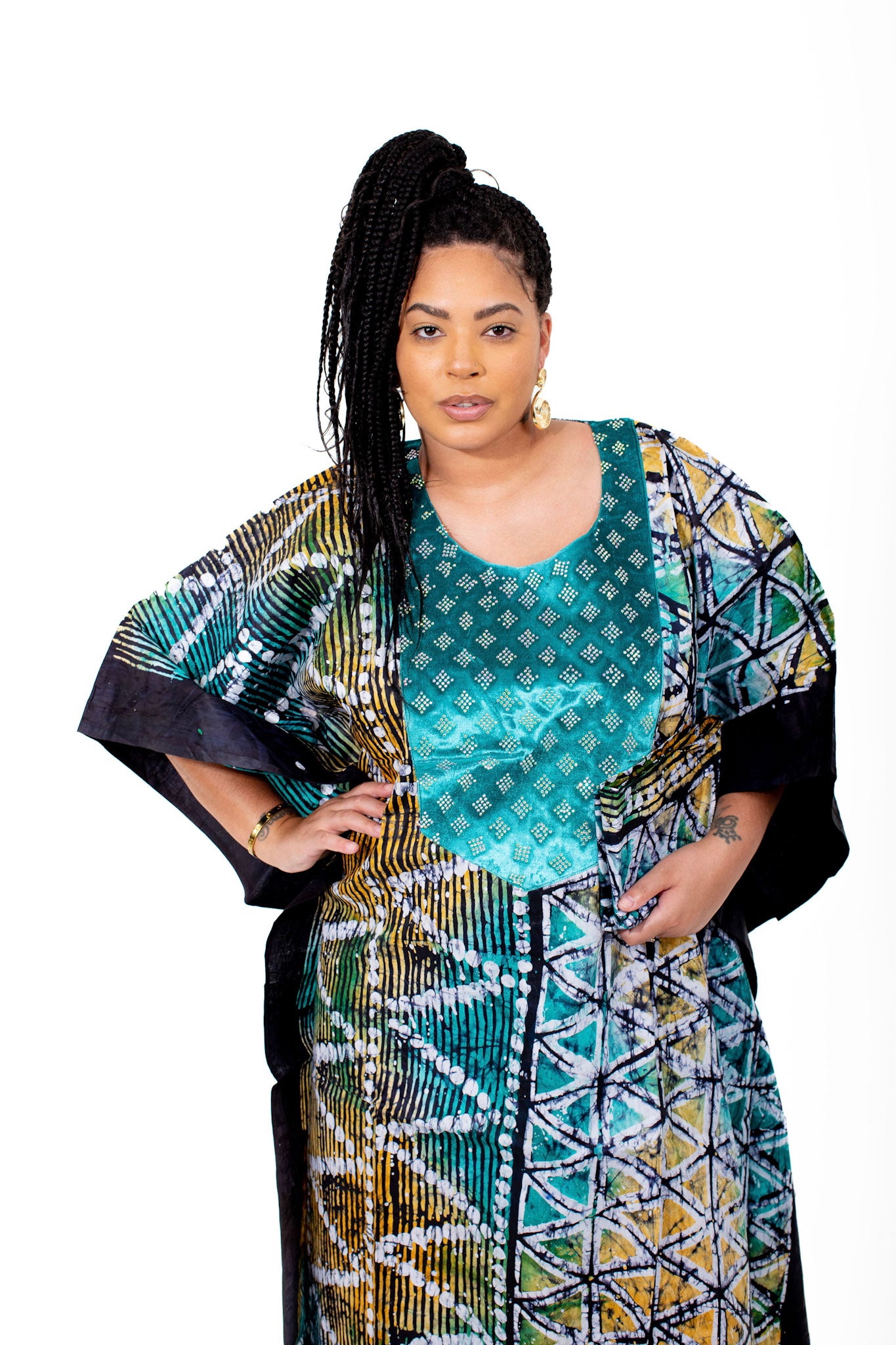 Mogaji African Print Adire Boubou (Bubu) Gown