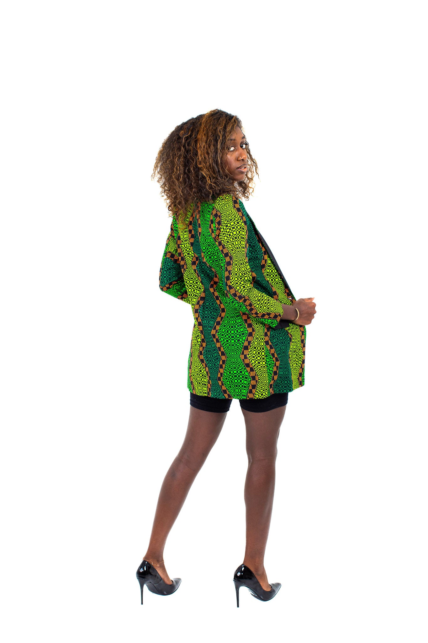 Smooth Visage Green Ankara Blazer for women