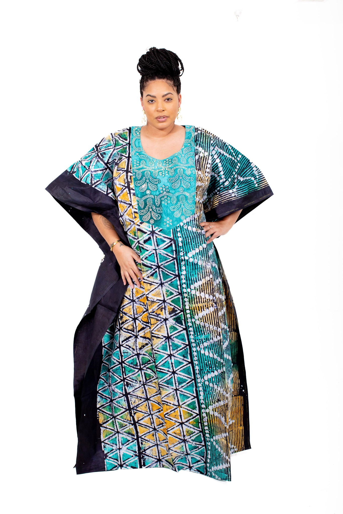 Mogaji African Print Adire Boubou (Bubu) Gown