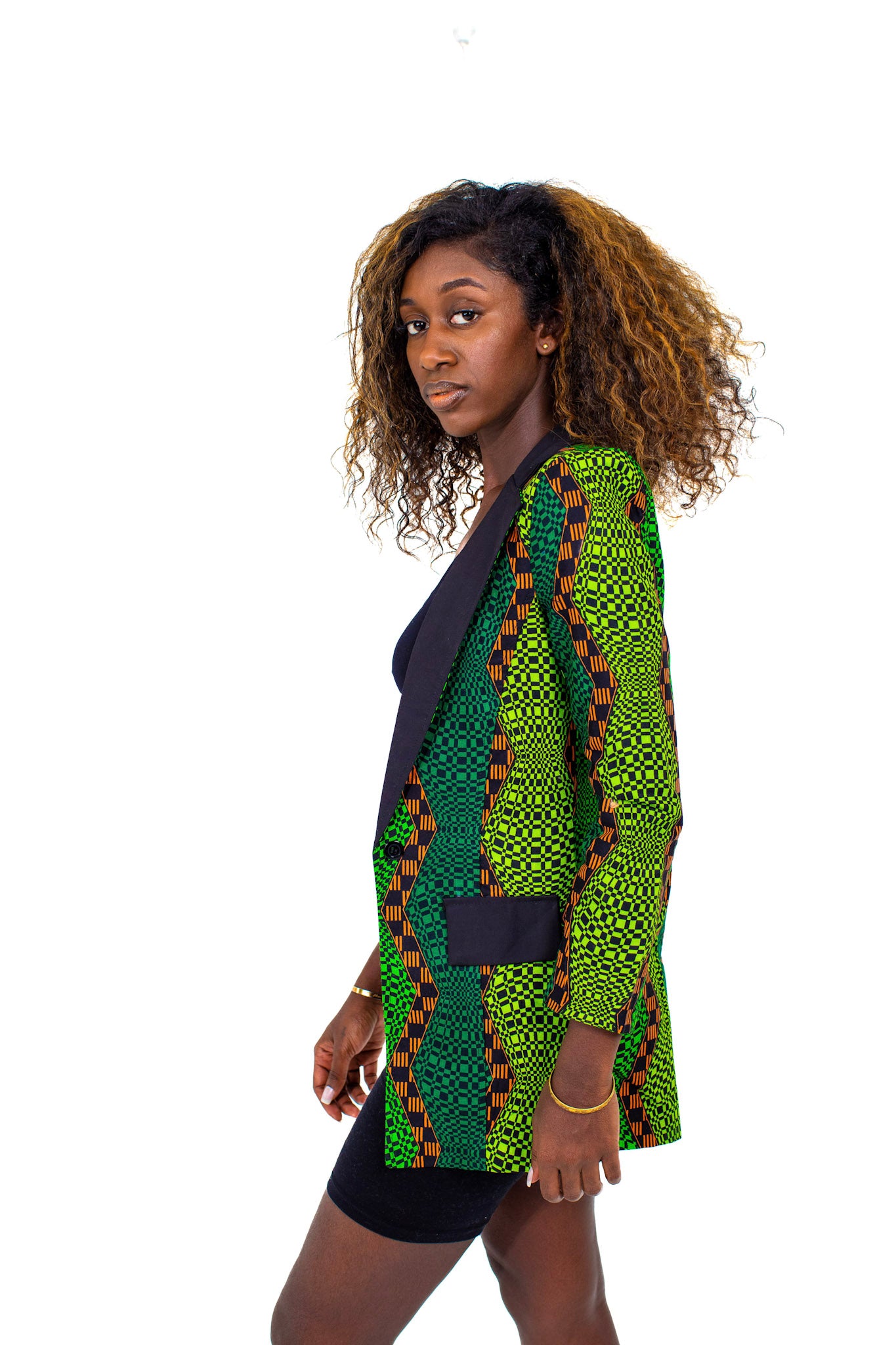 Smooth Visage Green Ankara Blazer for women