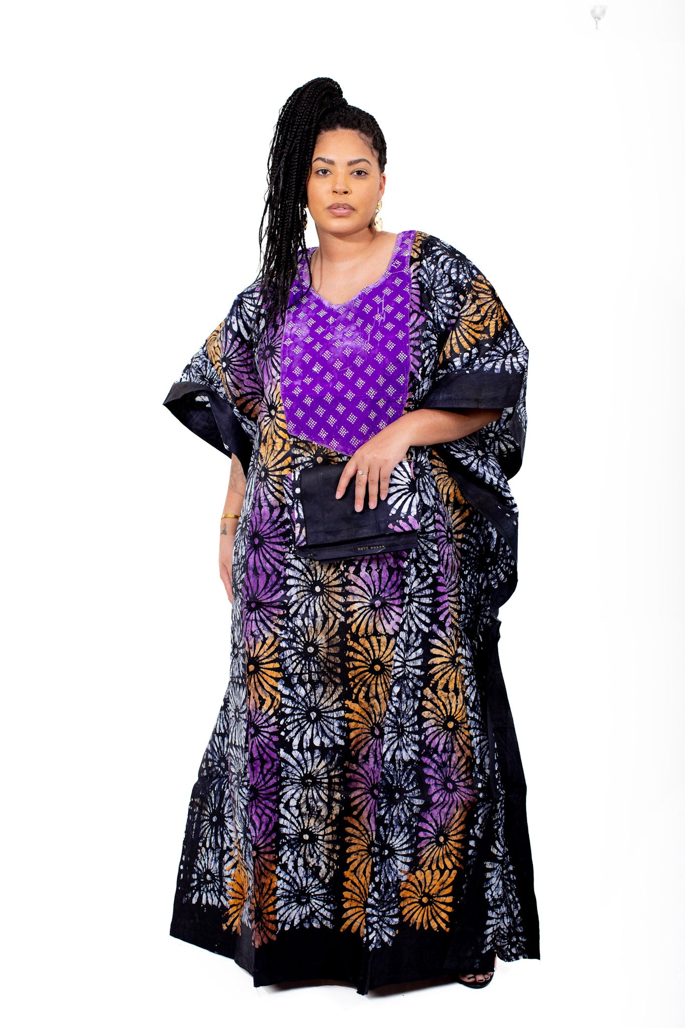 Jumoke Print Adire African Tie-Dye Print Boubou Kaftan Style