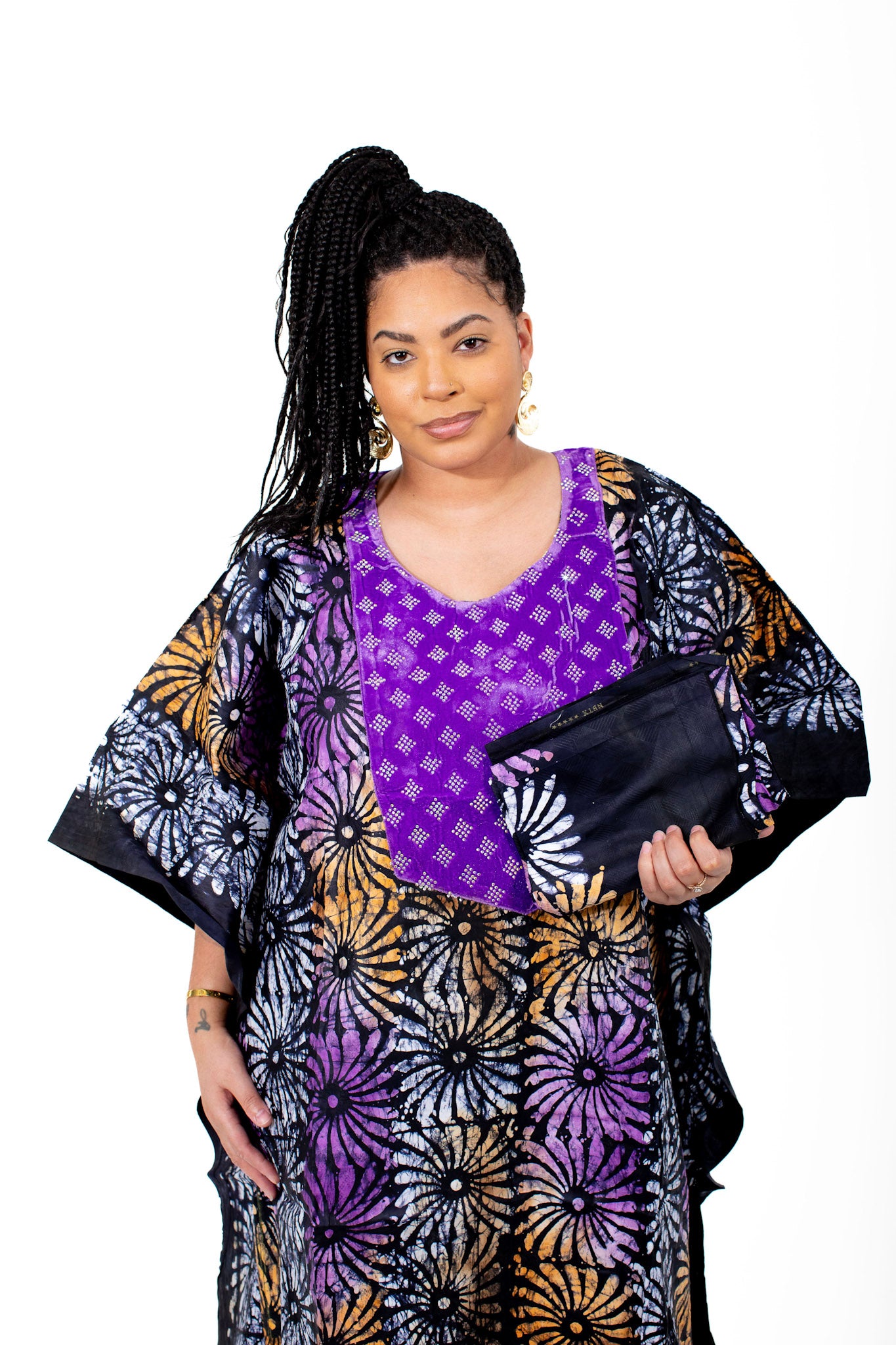 Smooth Visage Adire African Print Tye-Dye Design with Rhinestone Design Gown for Women