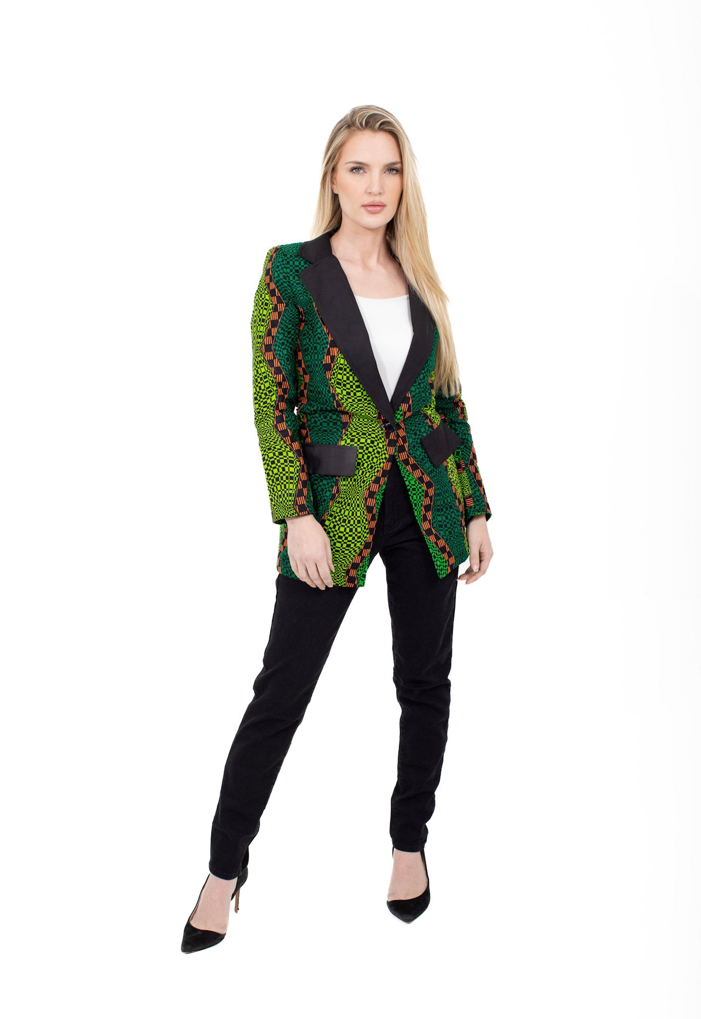 Smooth Visage Green Ankara Blazer for women