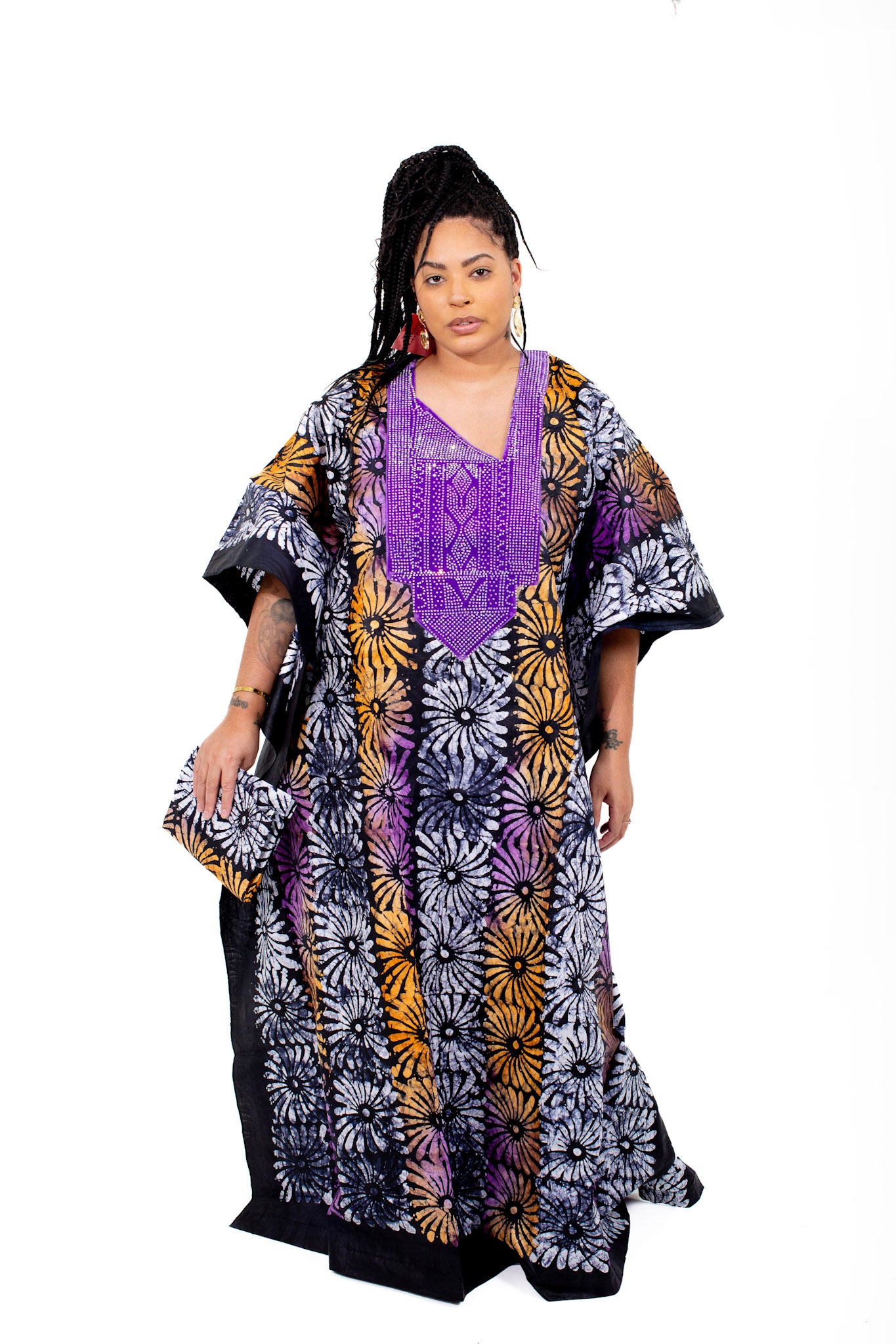 Jumoke Print Adire African Tie-Dye Print Boubou Kaftan Style