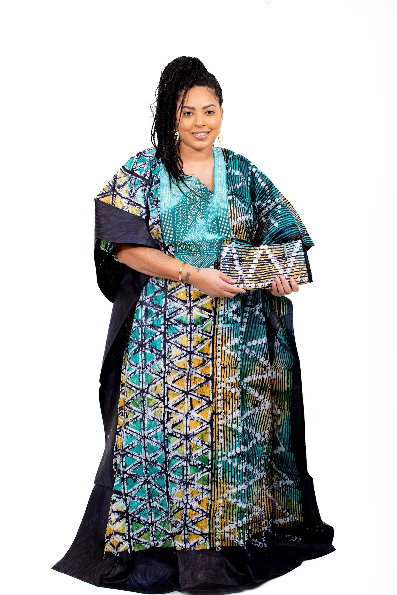 Mogaji African Print Adire Boubou (Bubu) Gown