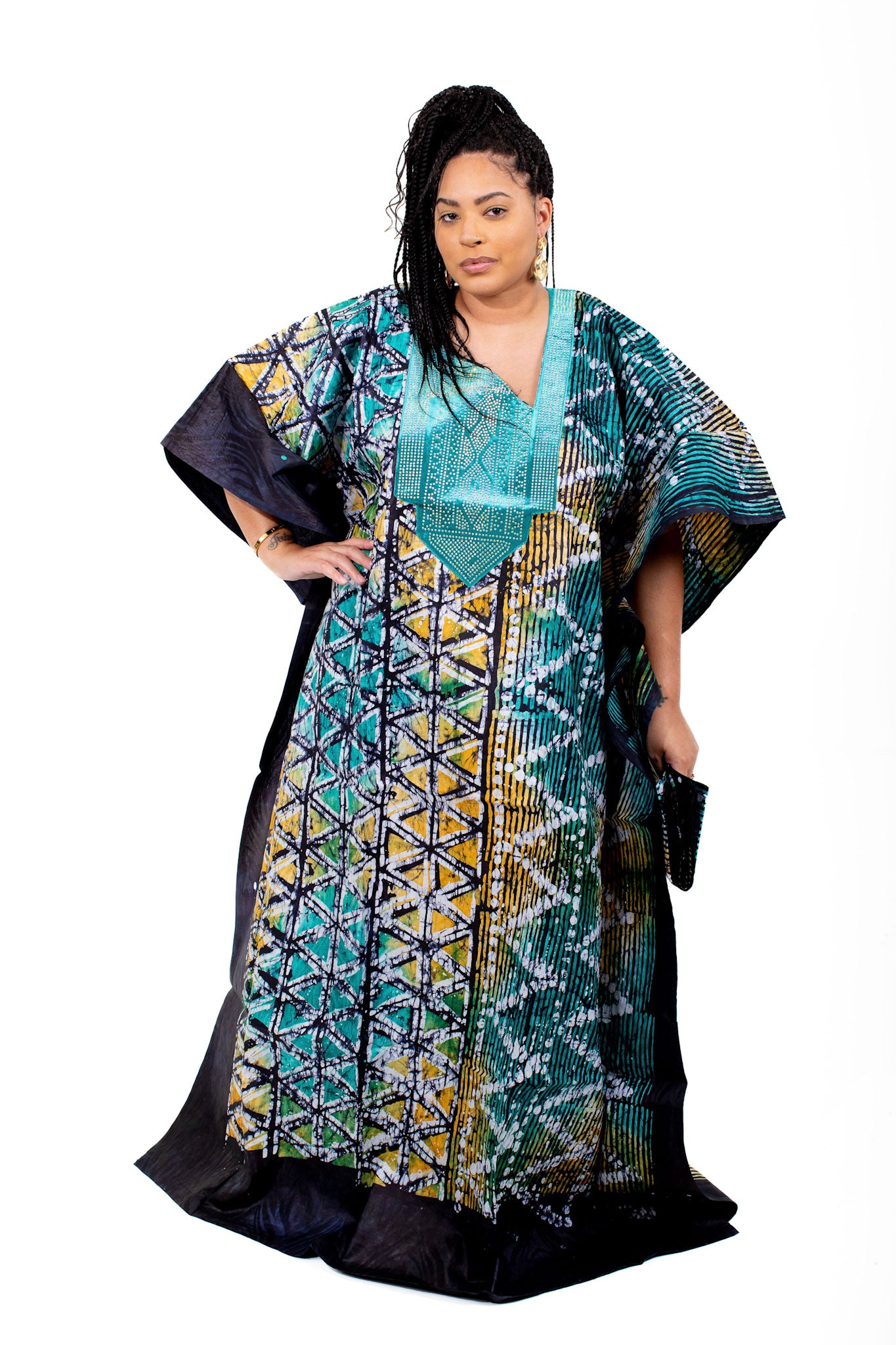 Mogaji African Print Adire Boubou (Bubu) Gown