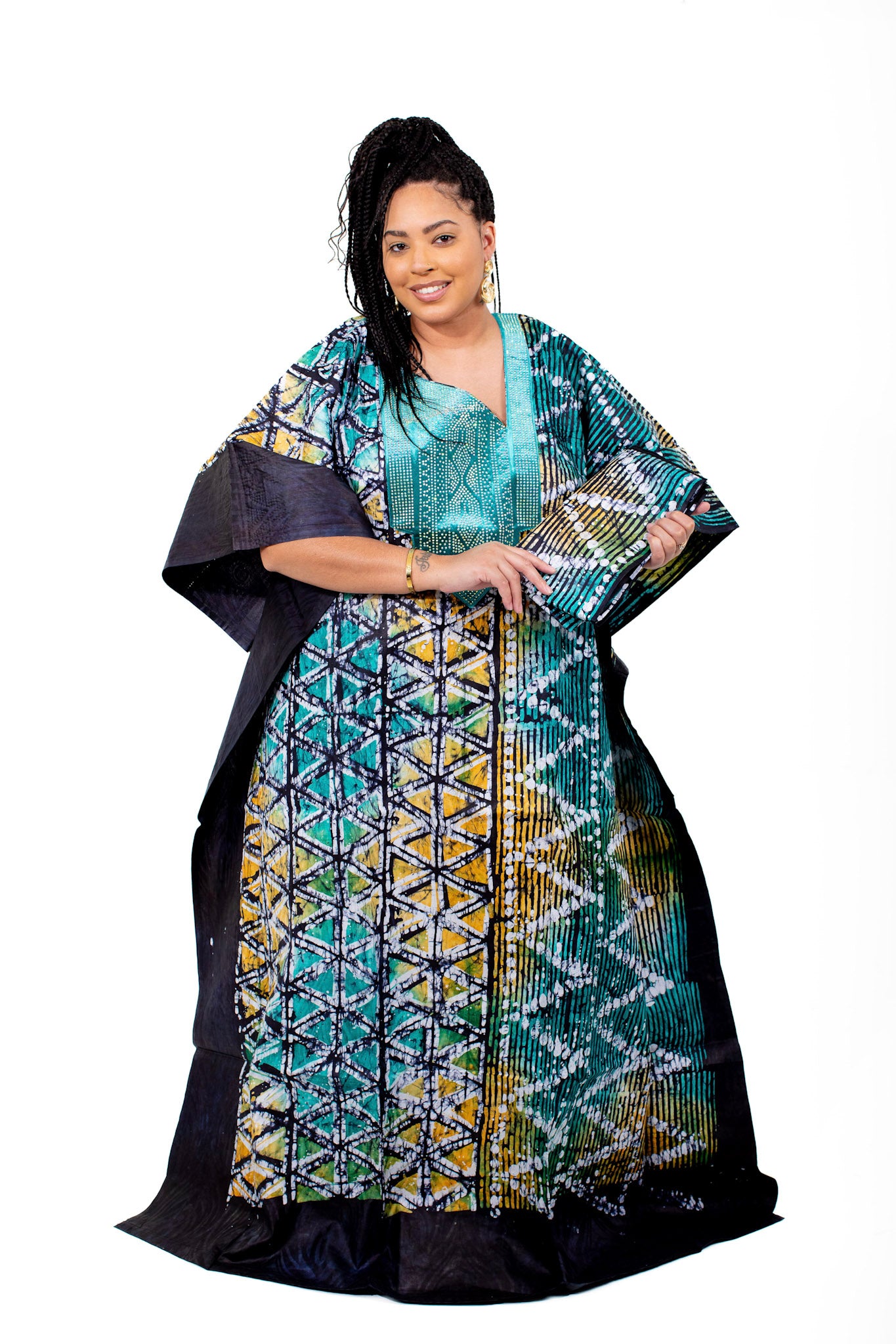 Mogaji African Print Adire Boubou (Bubu) Gown