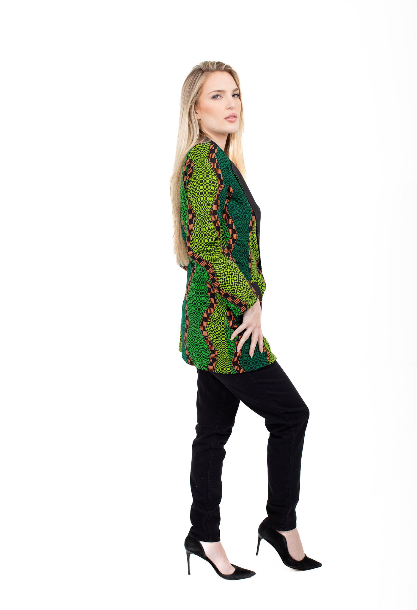 Smooth Visage Green Ankara Blazer for women