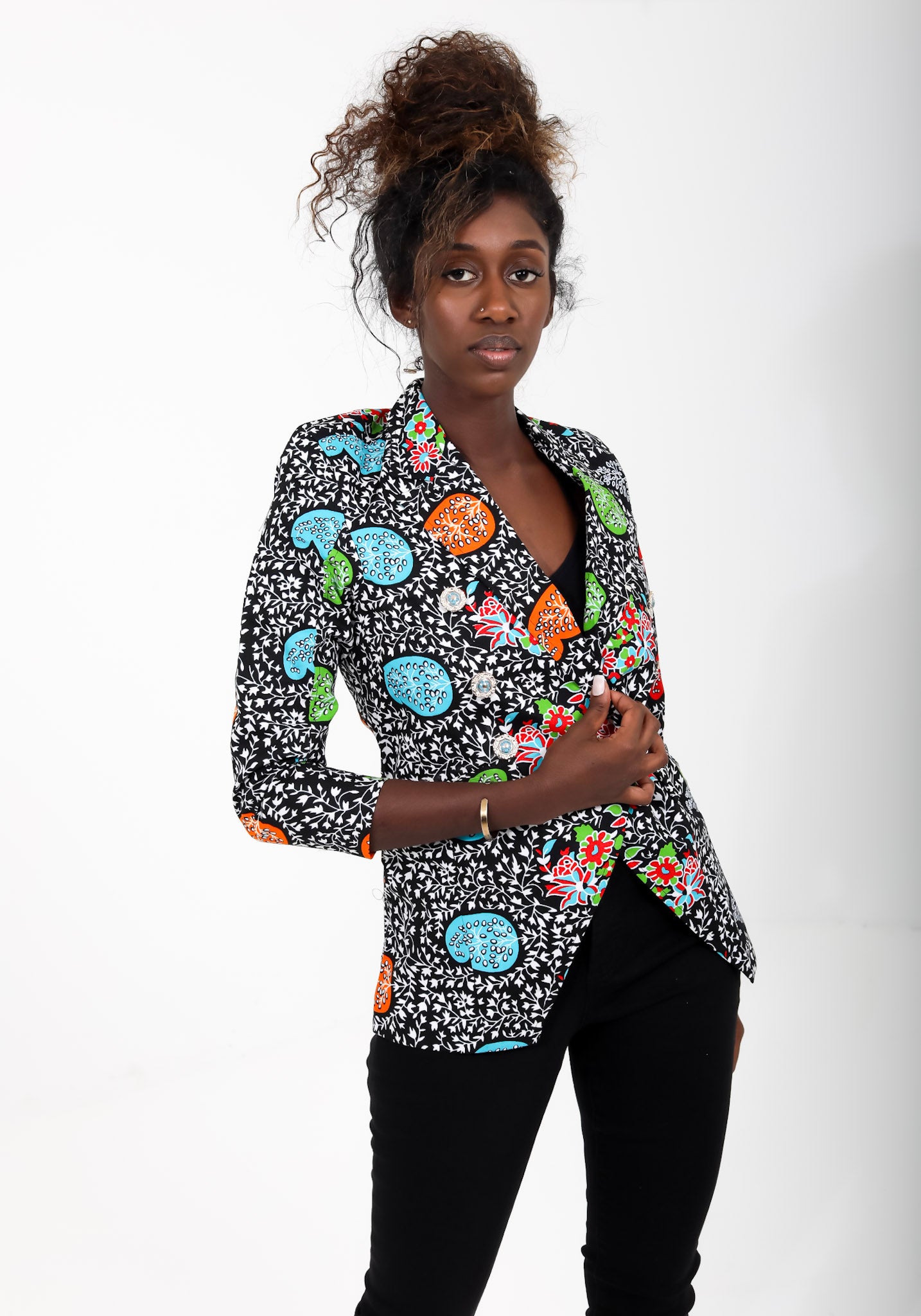 Smooth Visage Ankara Double Breasted Jacket for women