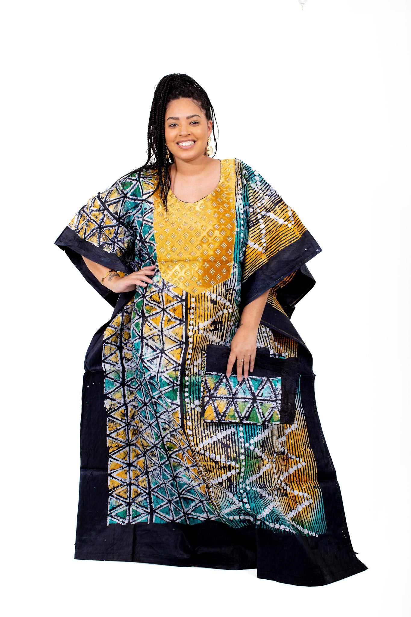 Mogaji African Print Adire Boubou (Bubu) Gown