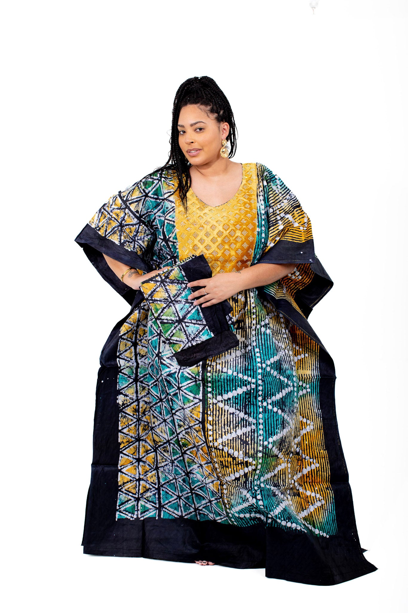 Mogaji African Print Adire Boubou (Bubu) Gown