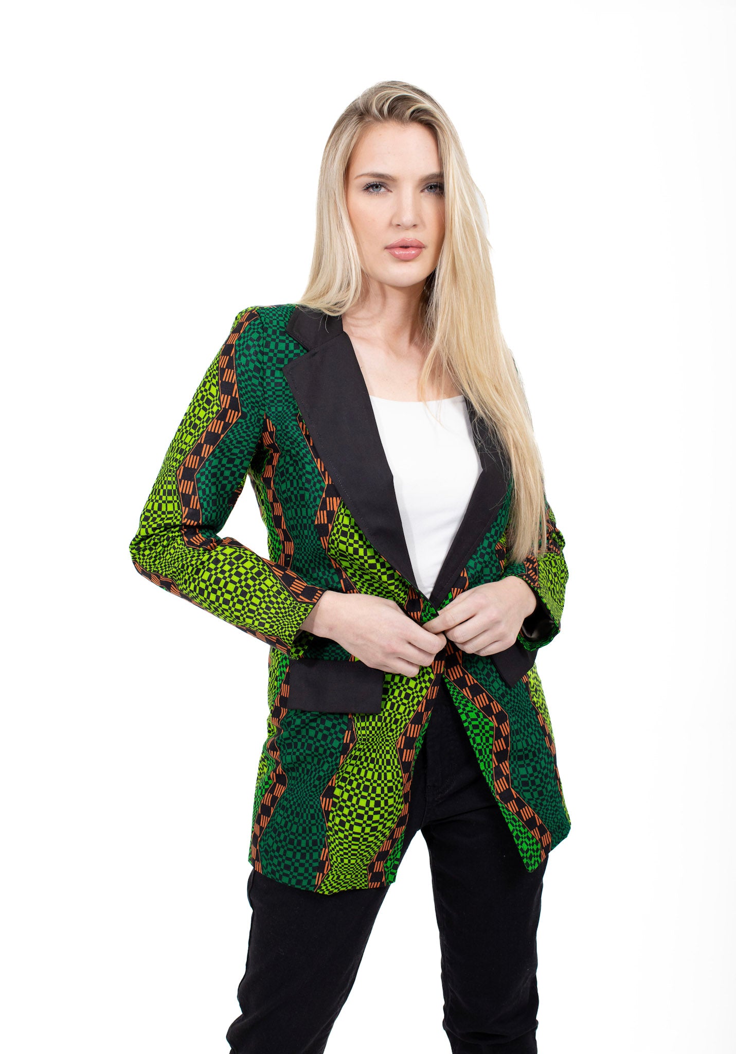 Smooth Visage Green Ankara Blazer for women