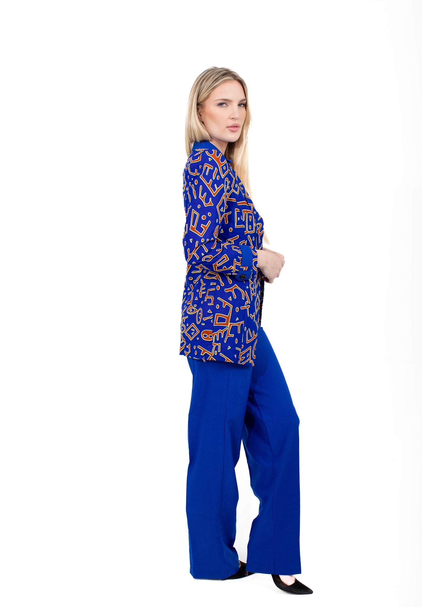 Smooth Visage Ankara African Print Blazer and Crepe Pant for women