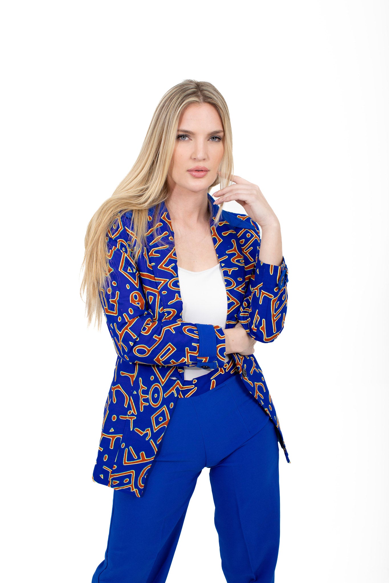 Smooth Visage Ankara African Print Blazer and Crepe Pant for women