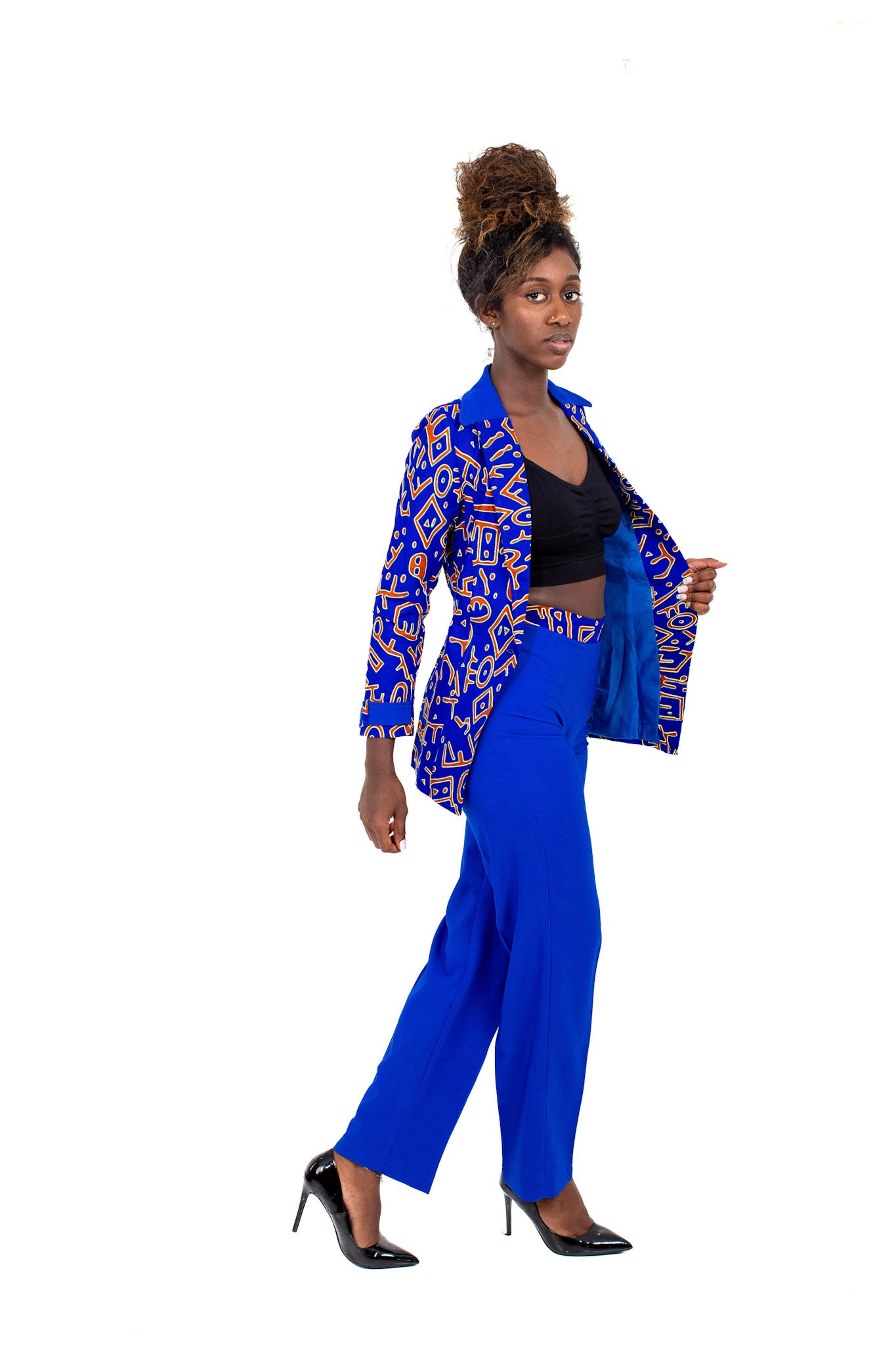 Smooth Visage Ankara African Print Blazer and Crepe Pant for women