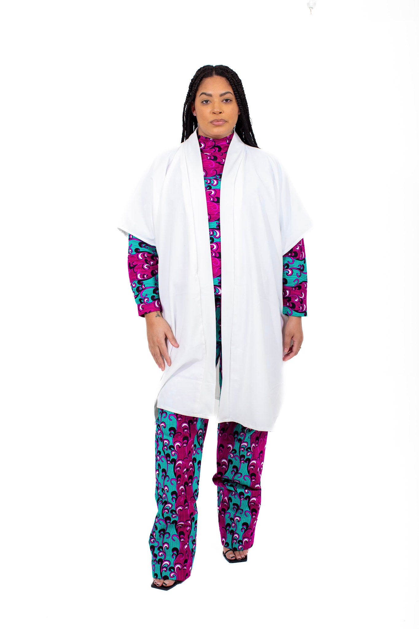 Zoe Ankara Women's Turtle Neck and Kimono Jacket Set