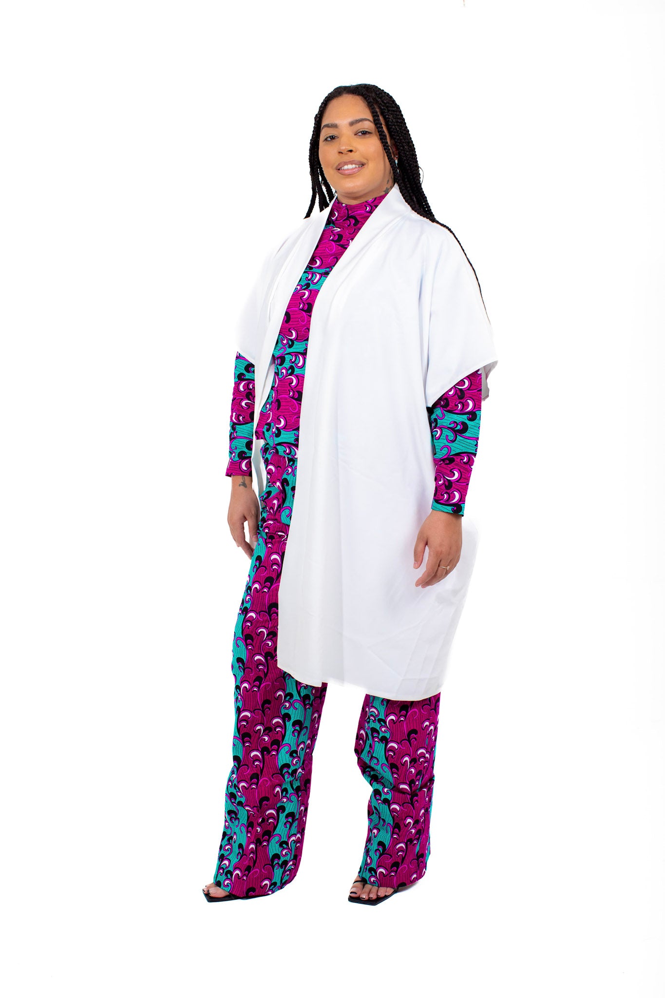 Zoe Ankara Women's Turtle Neck and Kimono Jacket Set