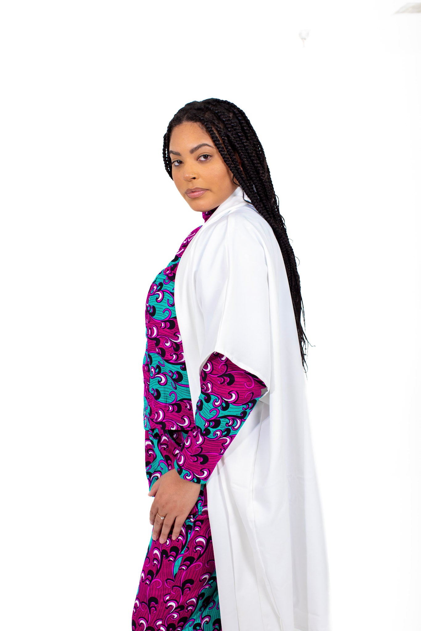 Zoe Ankara Women's Turtle Neck and Kimono Jacket Set